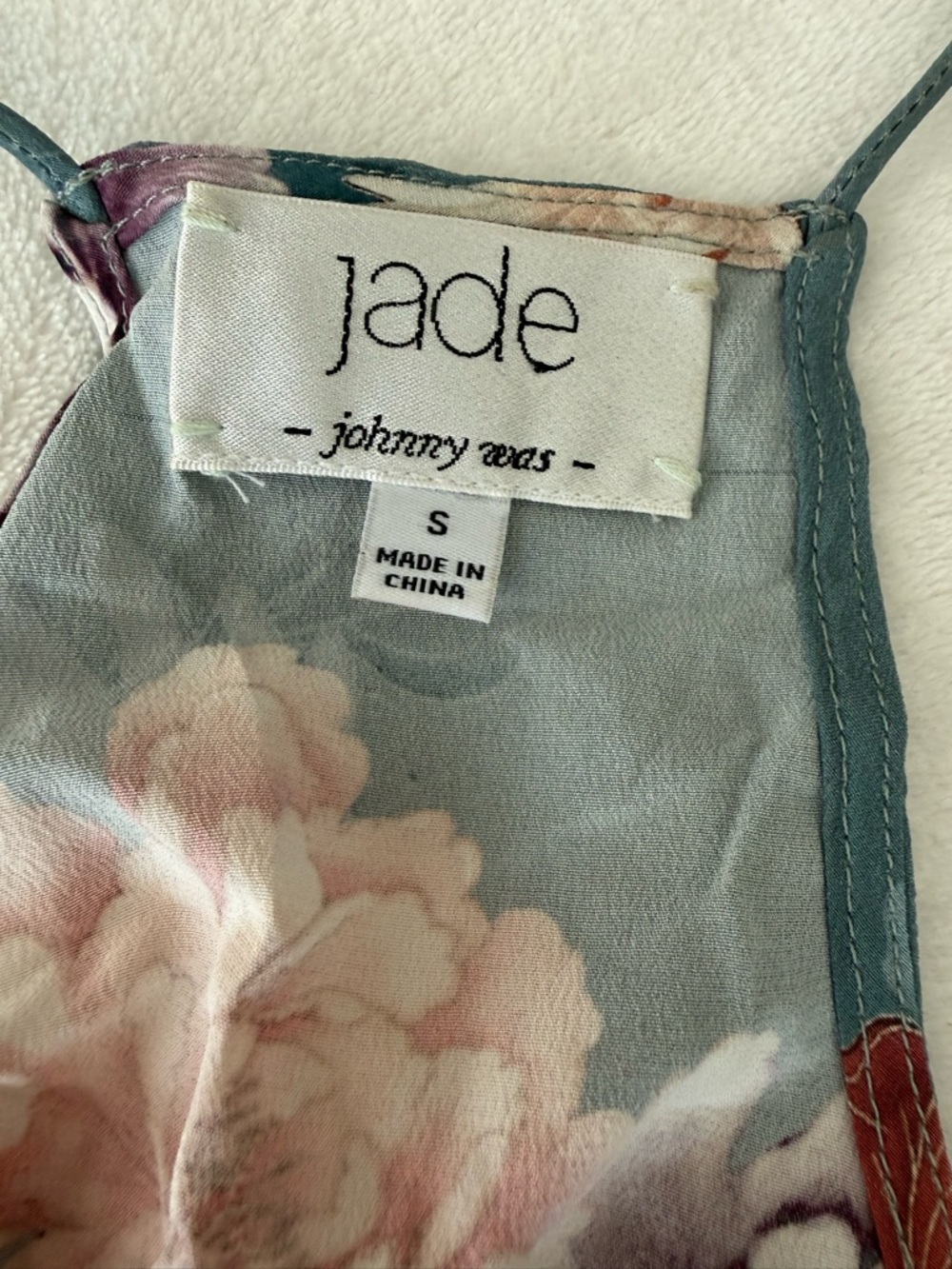 Johnny Was Jade Carmen 100% Silk Floral Cami Small Lace Trim & Tote E26 - Picture 4 of 7